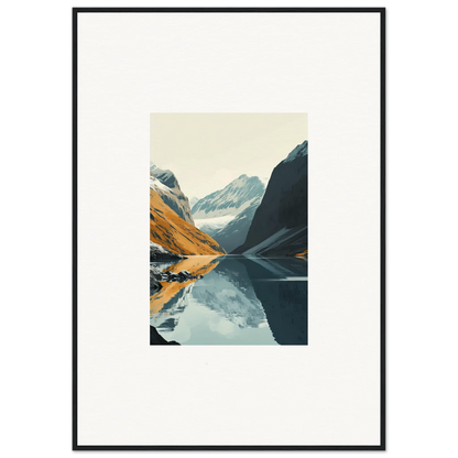 Framed canvas print of glacier harmony reflecting in a peaceful lake for room decoration