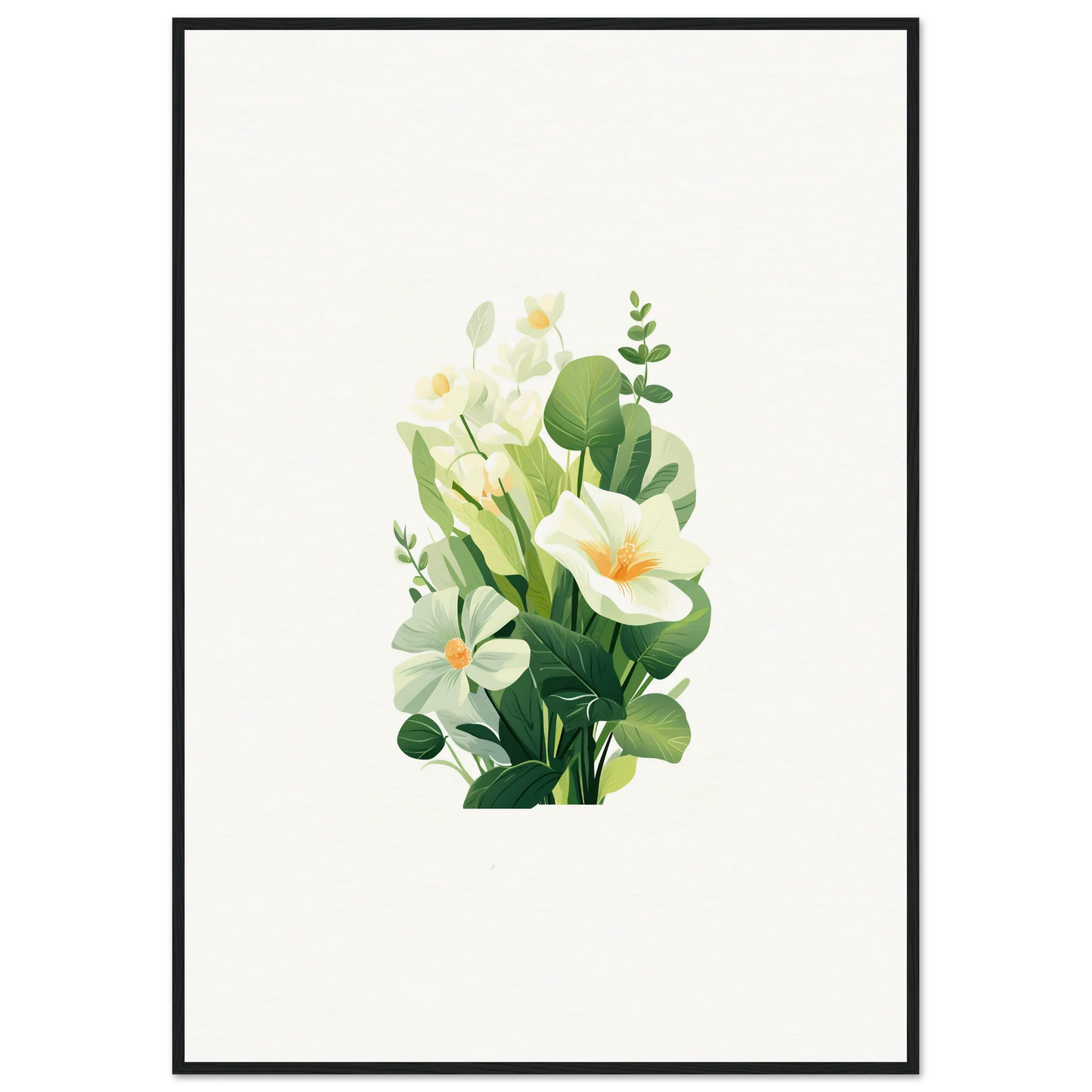 Watercolor floral arrangement with white flowers for a stunning Garden Whispers canvas print