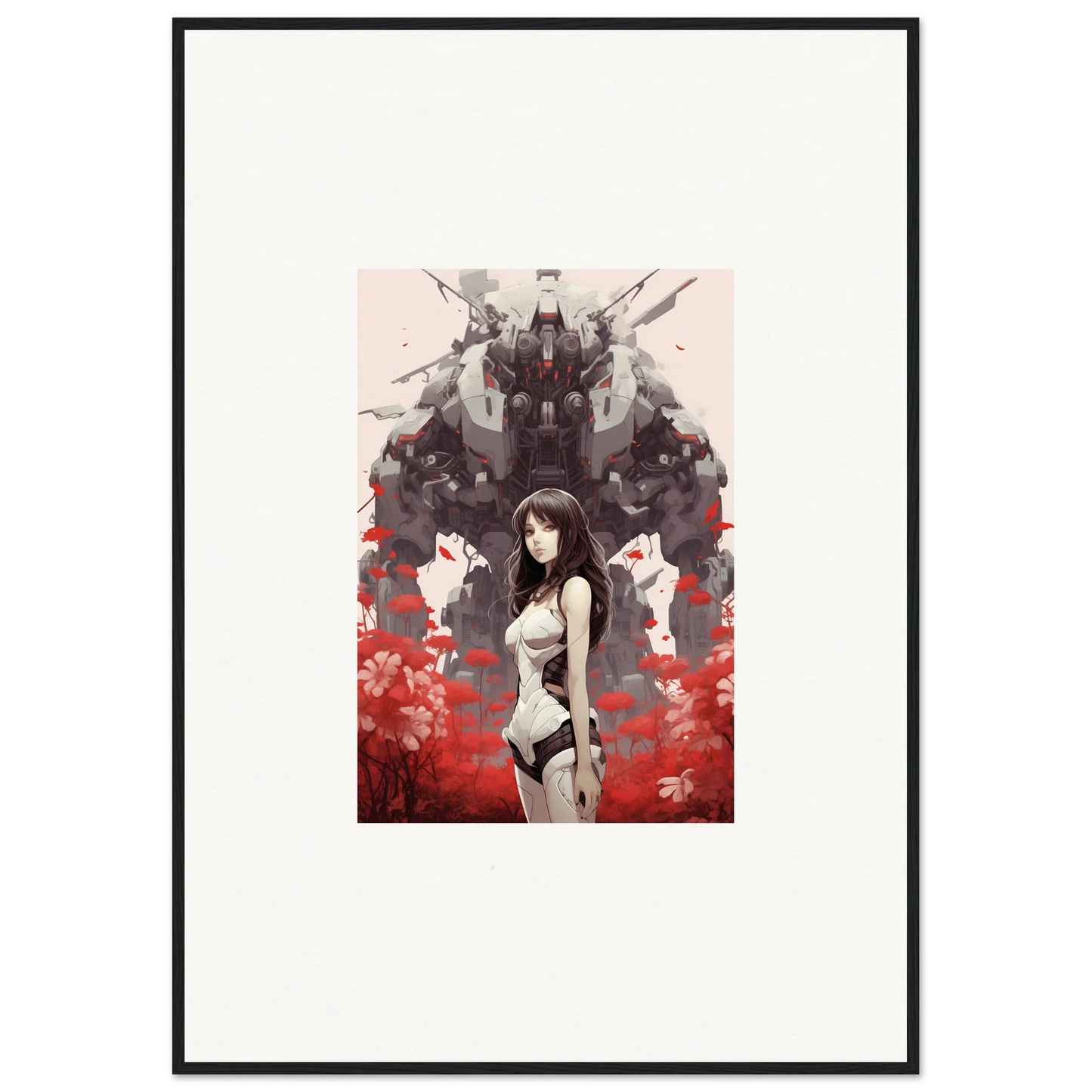 Framed canvas print of an anime-style character in Mechanical Amour Reverie for room decoration