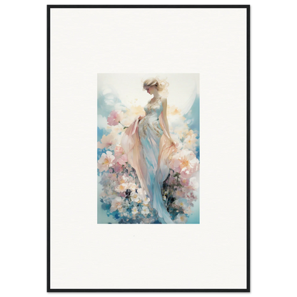 Ethereal watercolor female figure with pastel florals for dreamy room decoration canvas print