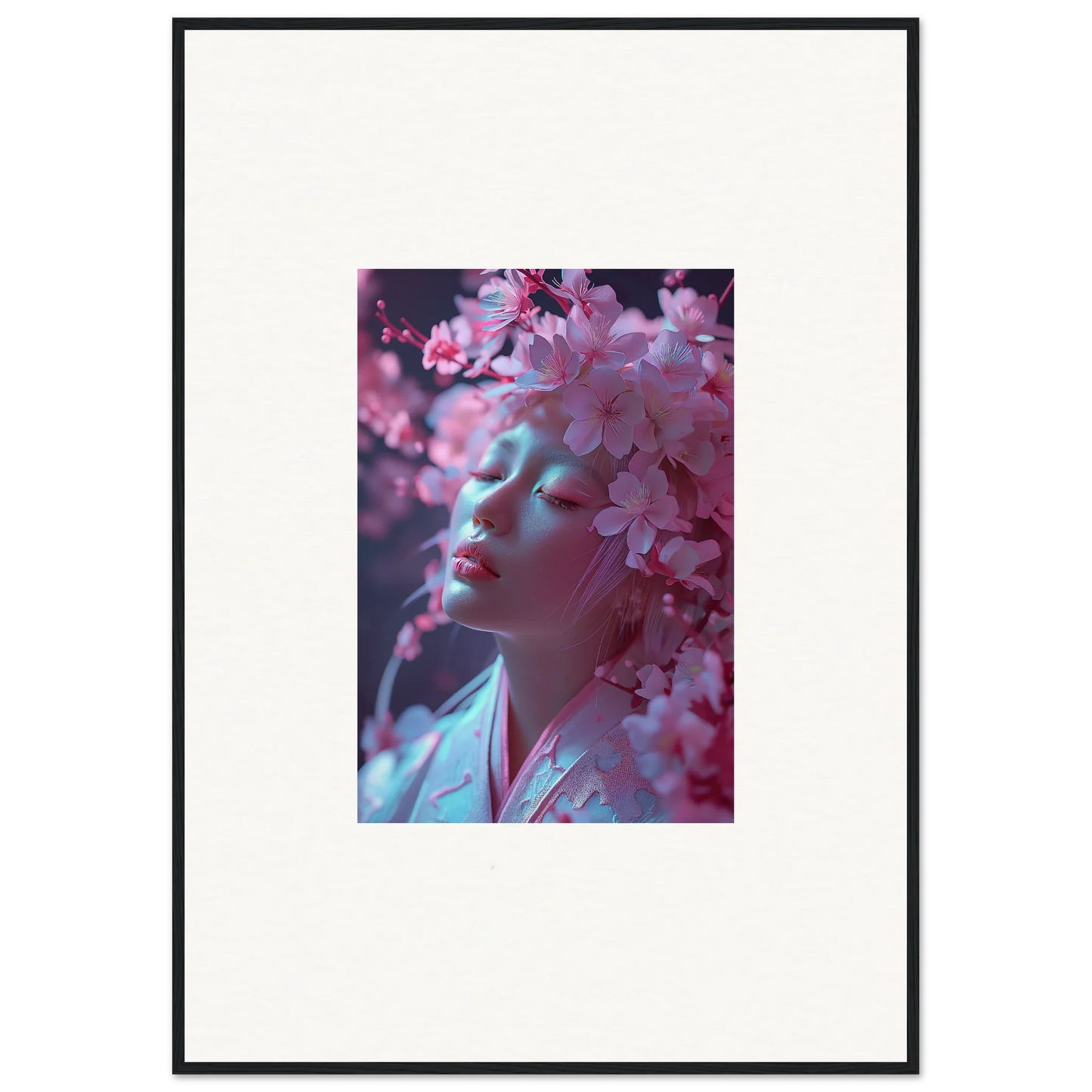 Framed canvas print of dreamy Sakura Dreams pink cherry blossoms for perfect room decoration