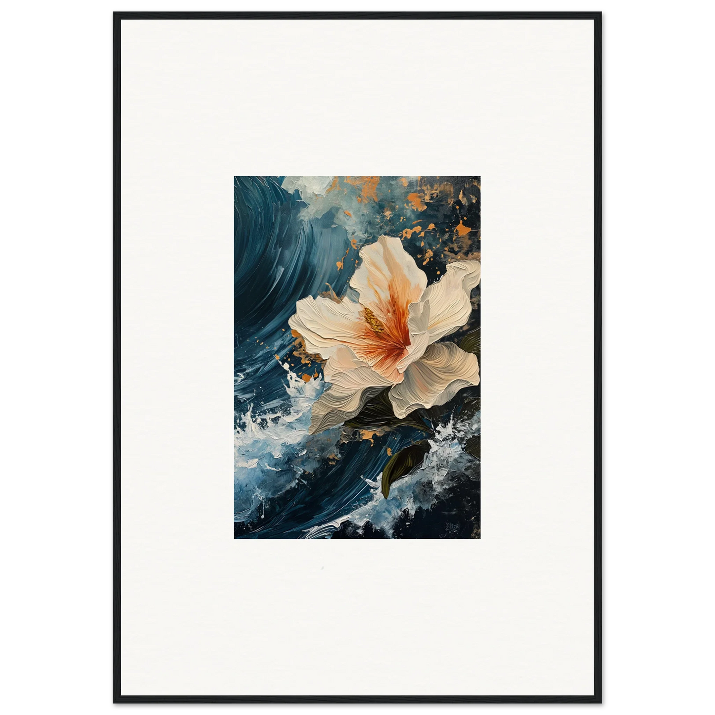 Beautiful white and orange hibiscus flower for petal waves canvas print decor