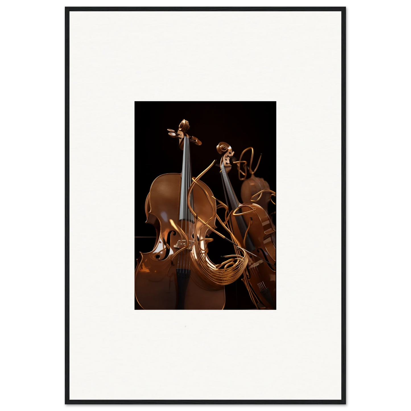 Framed canvas print of strings opera instruments for stylish room decoration