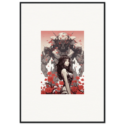 Canvas print of a stylized female figure with a menacing creature for unique room decoration