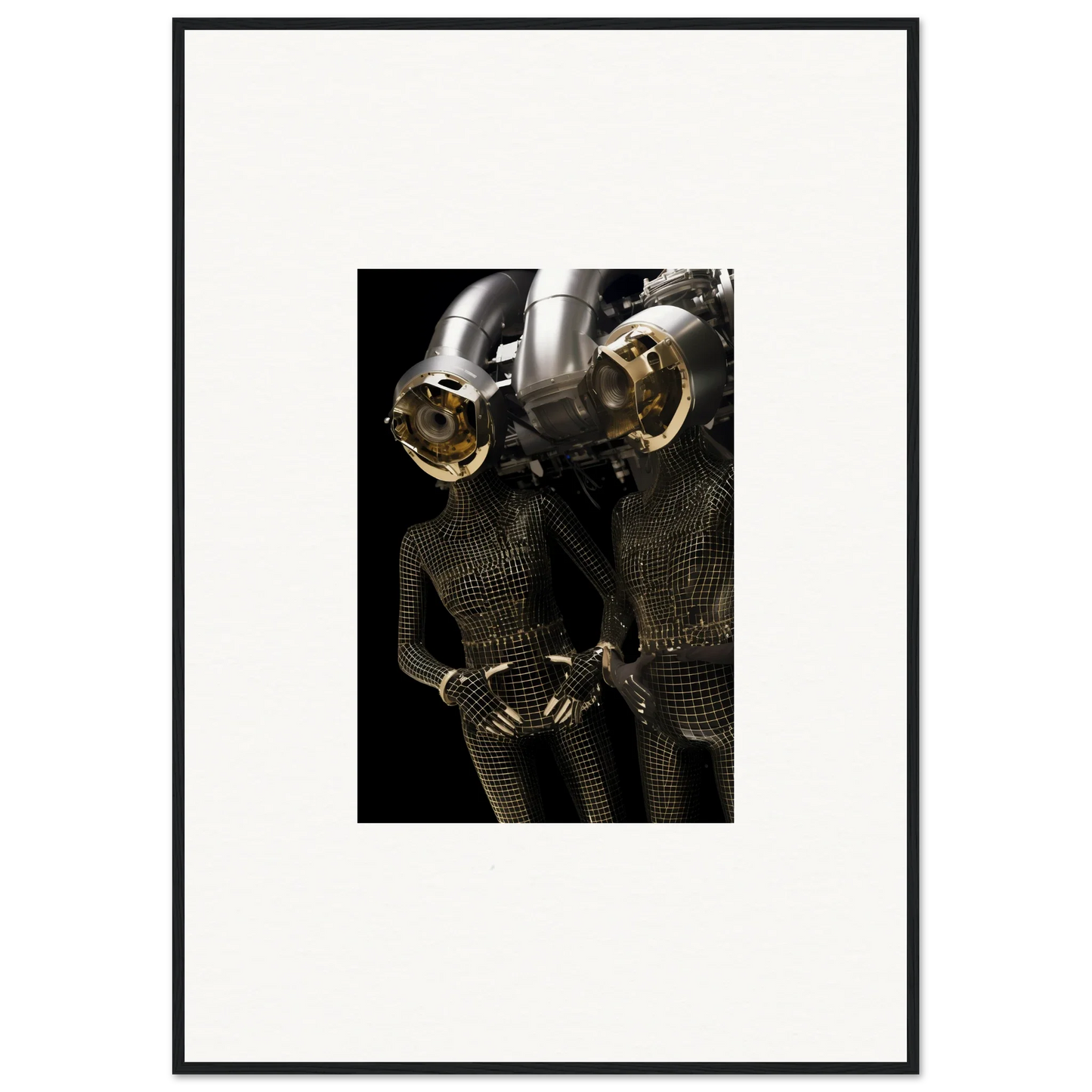 Metallic robot torso with mesh design perfect for synth boundaries room decoration canvas print