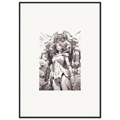 Monochromatic sketch of a female angelic figure for your dream machine canvas print