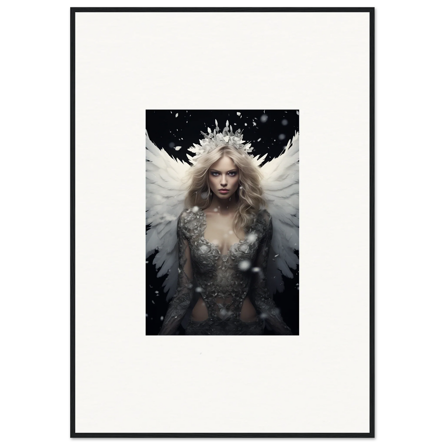 Ethereal feathery specter with crown and dress, perfect for room decoration canvas print