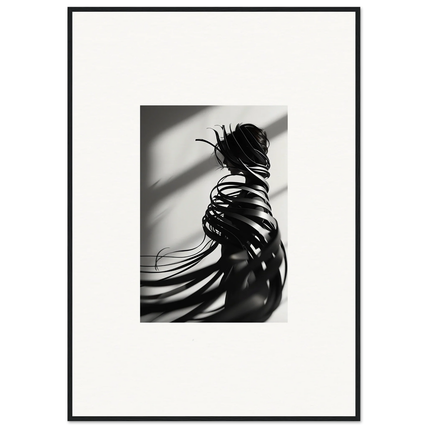 Silhouette of braided hair on a canvas print, perfect for Whisper Twists room decoration