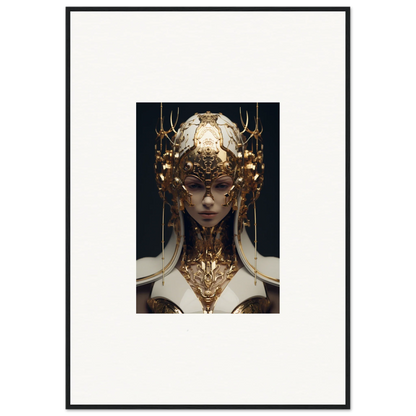 Ornate golden headdress on a figure, perfect for Ethereal Sovereign room decoration