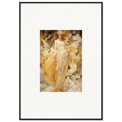 Impressionist painting of a woman in a yellow dress for a beautiful petal serenade canvas print