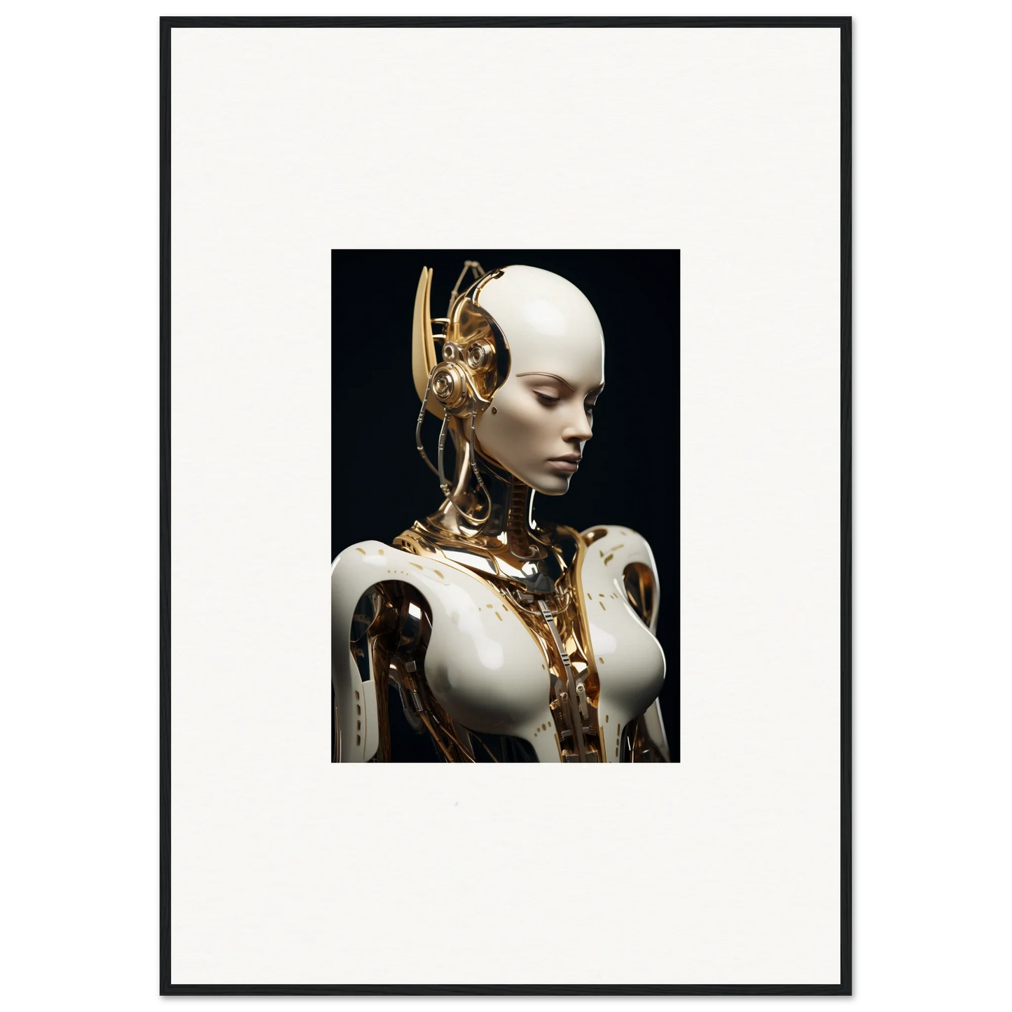 Humanoid robot with mechanical parts in a Hyperspace Dream Machine canvas print