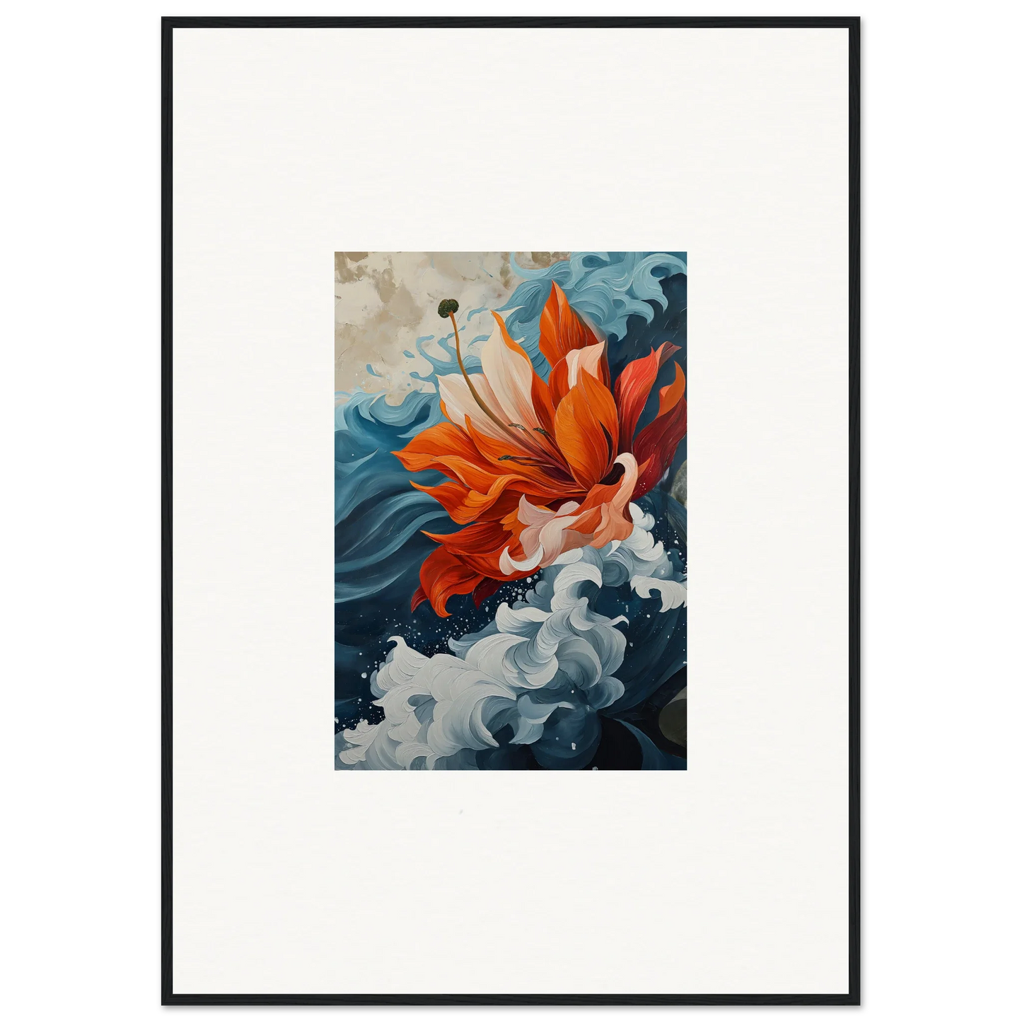 Vibrant orange flower in waves for a cool Petal Odyssey canvas print room decoration