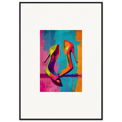 Vibrant abstract painting of high-heeled shoes for stylish room decoration canvas print