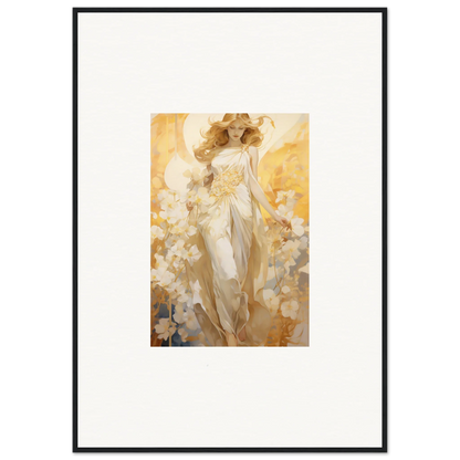 Framed canvas print of an ethereal female figure for room decoration, Blossom Reverie