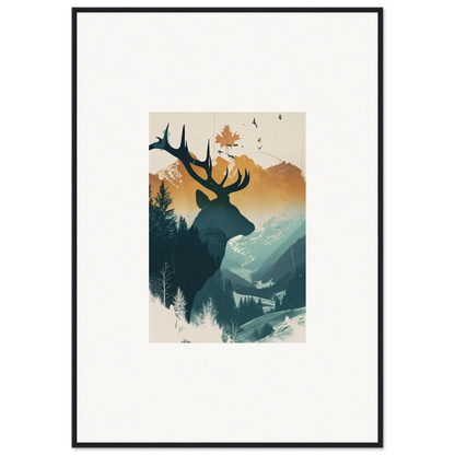 Silhouette of a stag haze deer head with antlers, perfect canvas print for room decoration