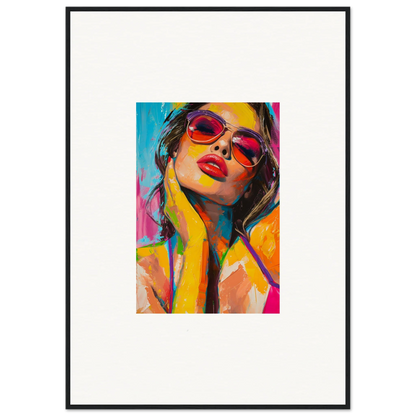 Colorful canvas print of a person in red sunglasses, perfect for room decoration with a mind prism vibe