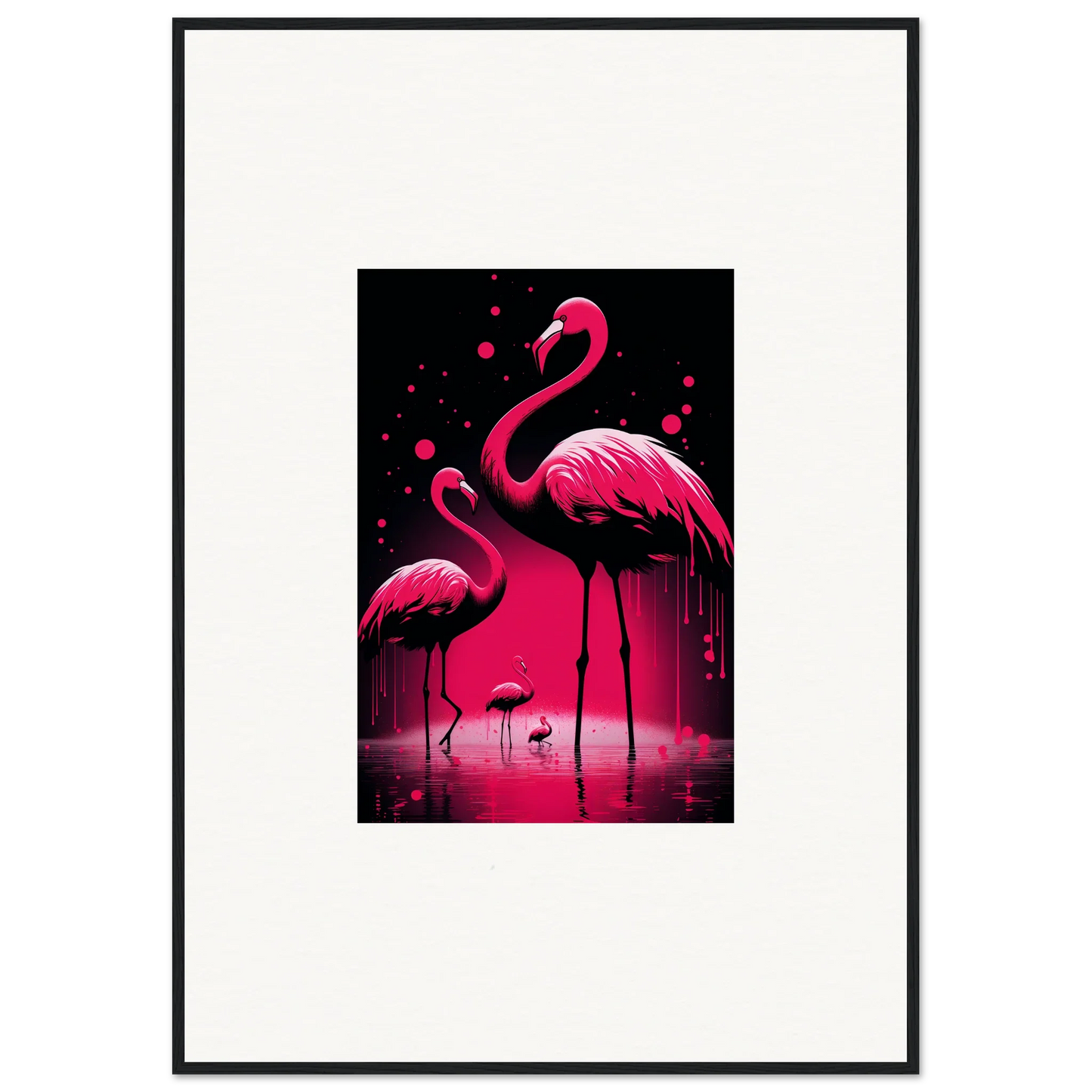 Vibrant pink flamingos in water create a stunning canvas print for room decoration