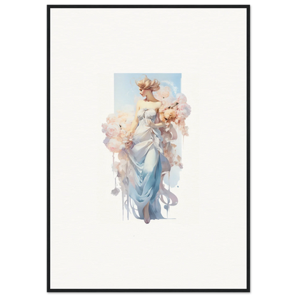 Ethereal female figure in blue dress for bouquet waltz canvas print room decoration