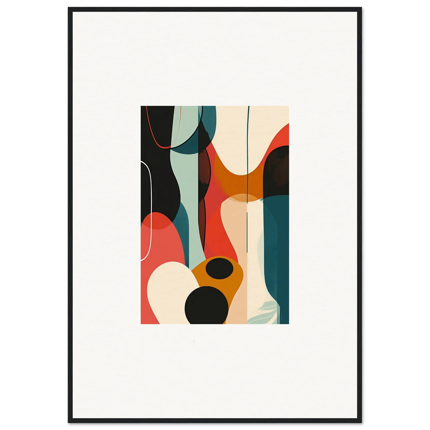 Abstract curved shapes and bold colors in Troubadour Aria canvas print for room decoration