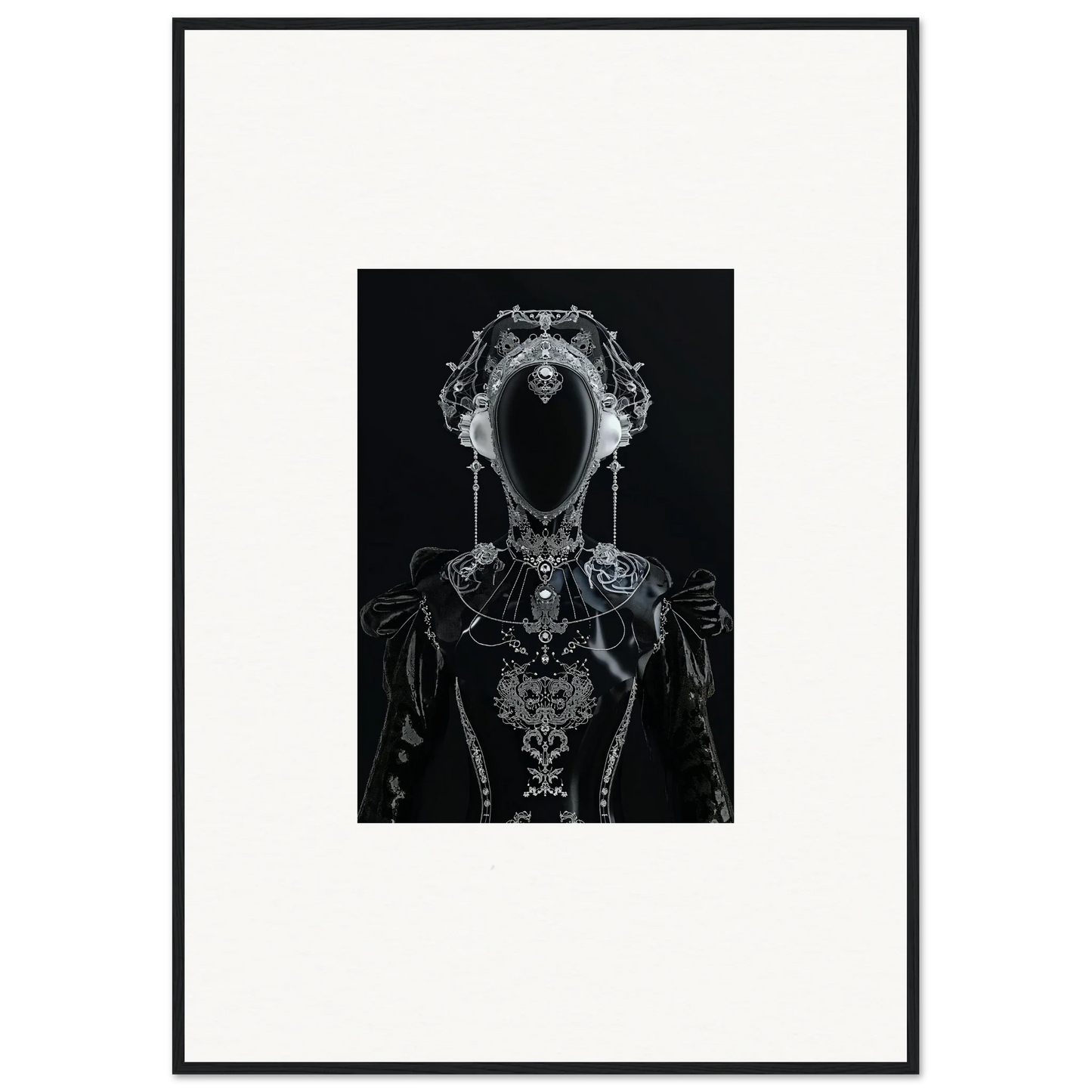 Gothic-style skeletal figure canvas print with photon glitters for cool room decoration