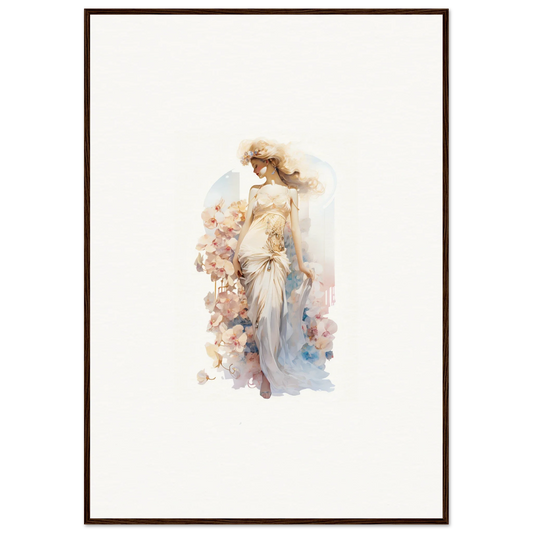 Ethereal female figure watercolor canvas print for dreamy room decoration