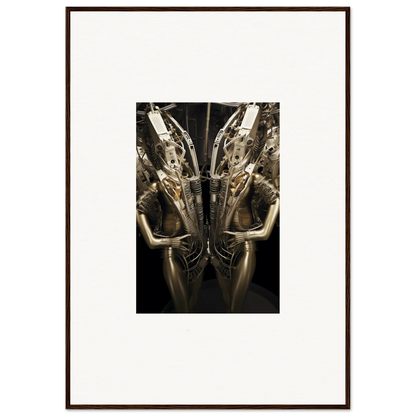 Mirrored canvas print of a golden figure in headdress for unique room decoration