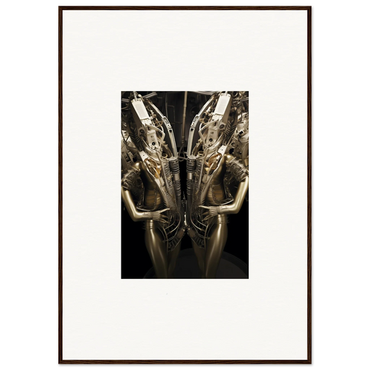 Mirrored canvas print of a golden figure in headdress for unique room decoration