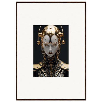 Futuristic robotic figure with golden headpiece for unique room decoration canvas print