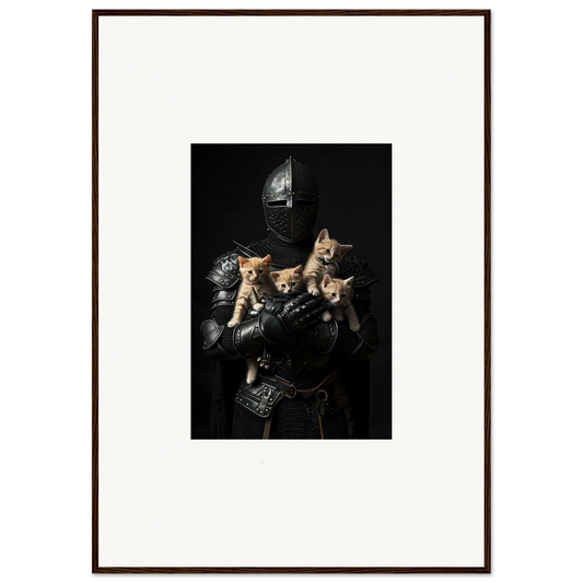 Medieval knight’s armor with four kittens, perfect for your Feline Bashhut room decoration