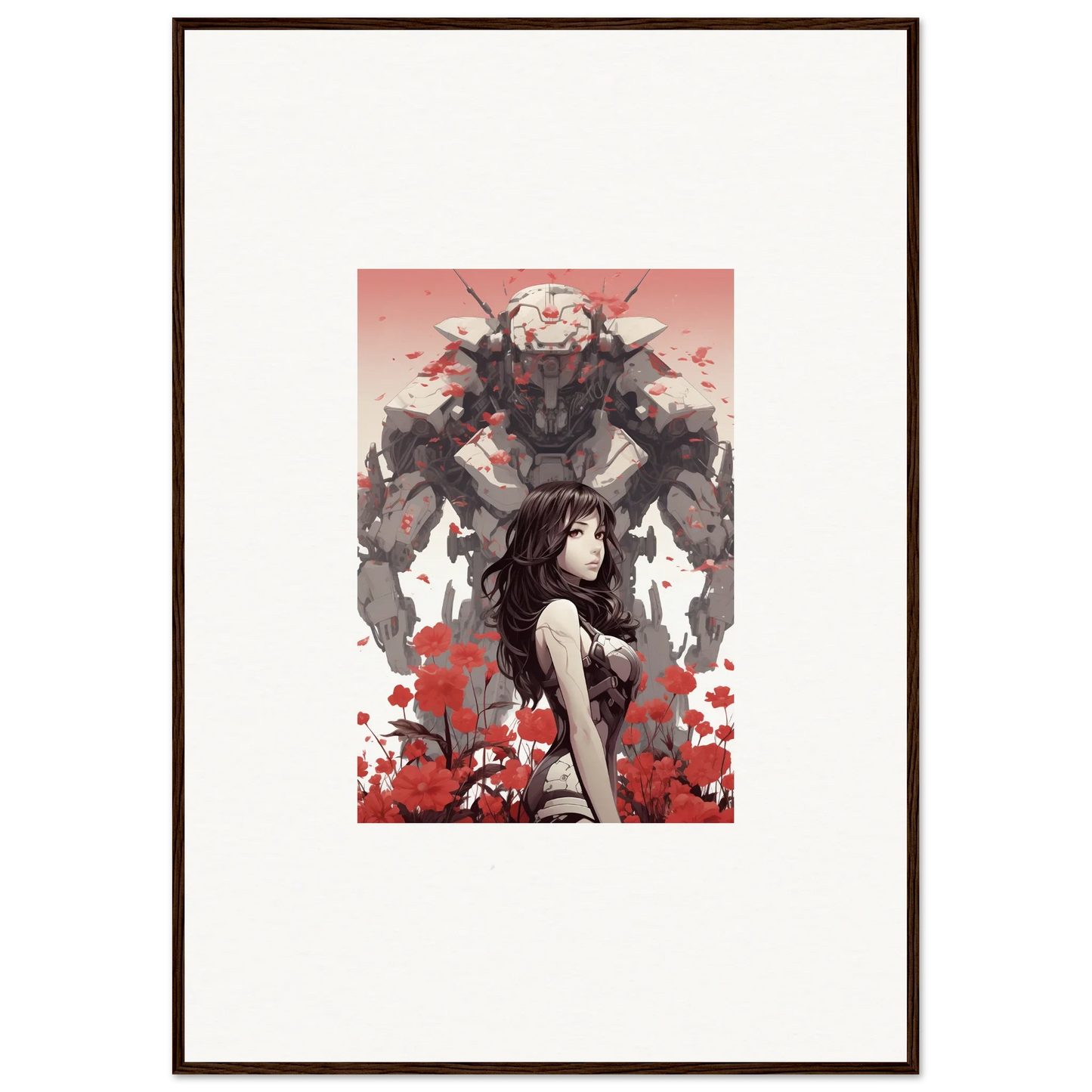 Framed canvas print of a woman with a dark figure for unique room decoration wall art