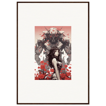 Framed canvas print of a woman with a dark figure for unique room decoration wall art