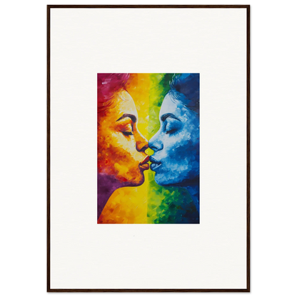 Colorful canvas print of Serenity Kiss in vibrant rainbow hues for room decoration