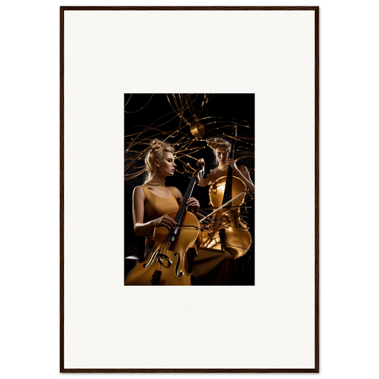 Framed canvas print of a woman with a violin, perfect for Sundream Tango room decoration