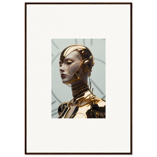 Futuristic golden robotic head and torso canvas print for cool room decoration