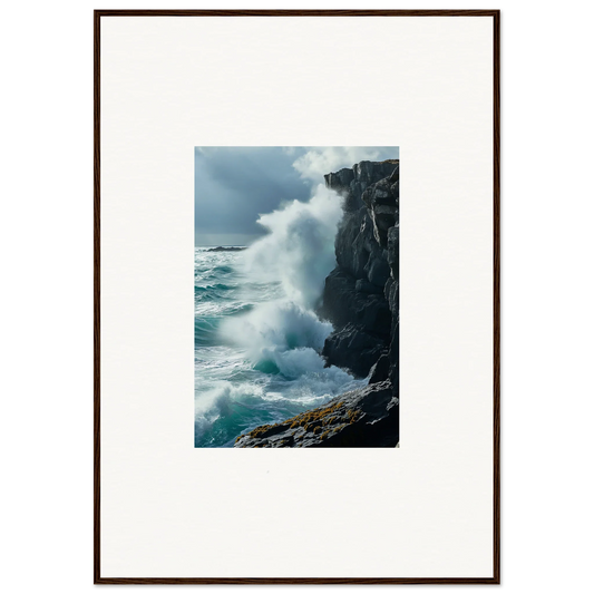 Framed print of powerful ocean waves for unique room decoration and echoed thoughts