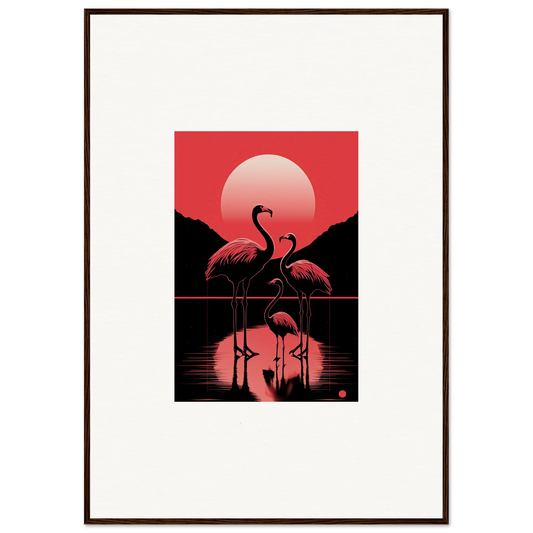 Silhouette of flamingos at sunset, perfect for a dreamy room decoration canvas print