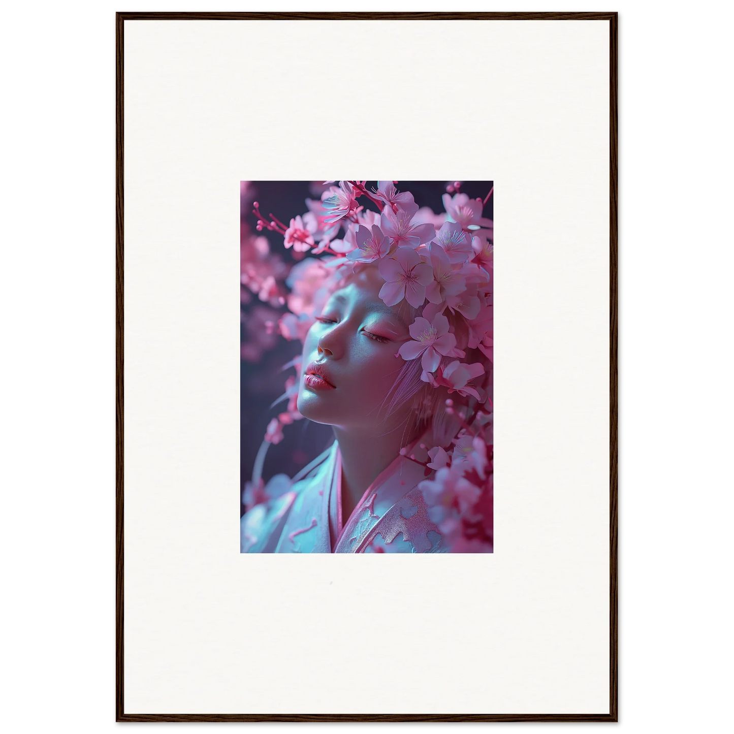 Framed photograph of pink cherry blossoms for your sakura dreams room decoration