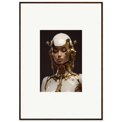 Framed canvas print of a figure in gold adornments perfect for room decoration