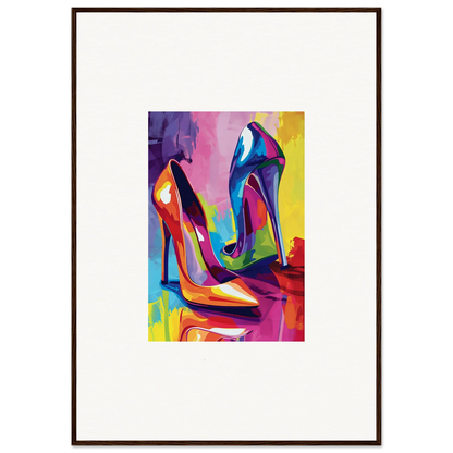 Colorful abstract painting of high-heeled shoes for stylish room decoration canvas print