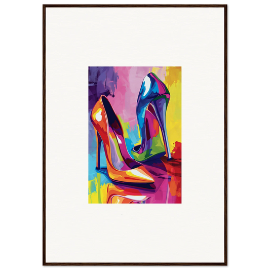 Colorful abstract painting of high-heeled shoes for stylish room decoration canvas print