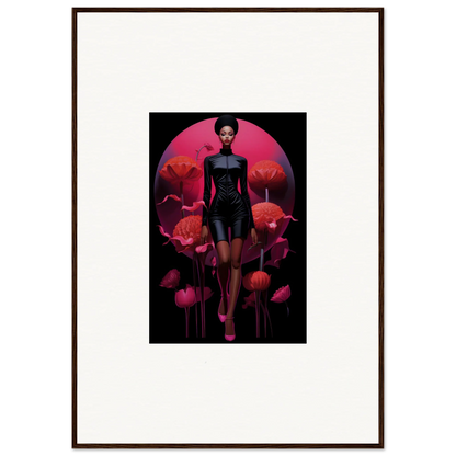 Framed canvas print of a stylized female figure for vibrant tribal reverie room decoration