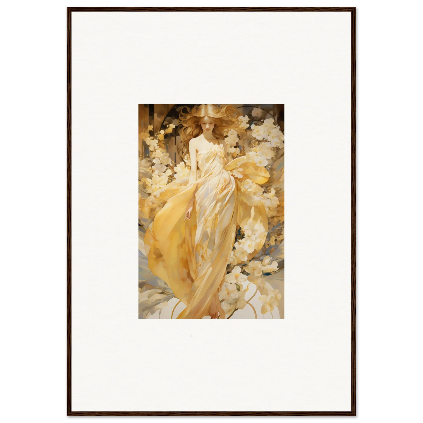 Impressionist painting of a woman in a yellow dress, perfect for room decoration