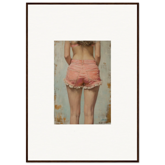 Framed canvas print of a person in pink shorts, perfect for Blossom Elation room decoration