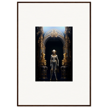 Framed canvas print of a humanoid in an ornate archway for cool room decoration