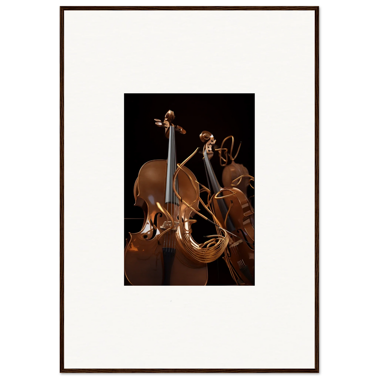 Musical instruments like cello, violin, and French horn for Strings Opera canvas print