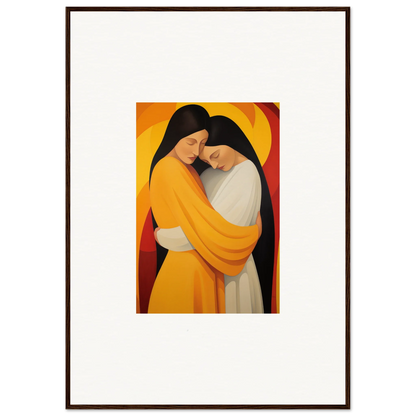 Vibrant canvas print of two figures embracing, perfect for Sun Nyah room decoration