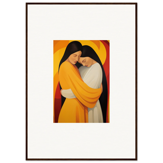 Vibrant canvas print of two figures embracing, perfect for Sun Nyah room decoration