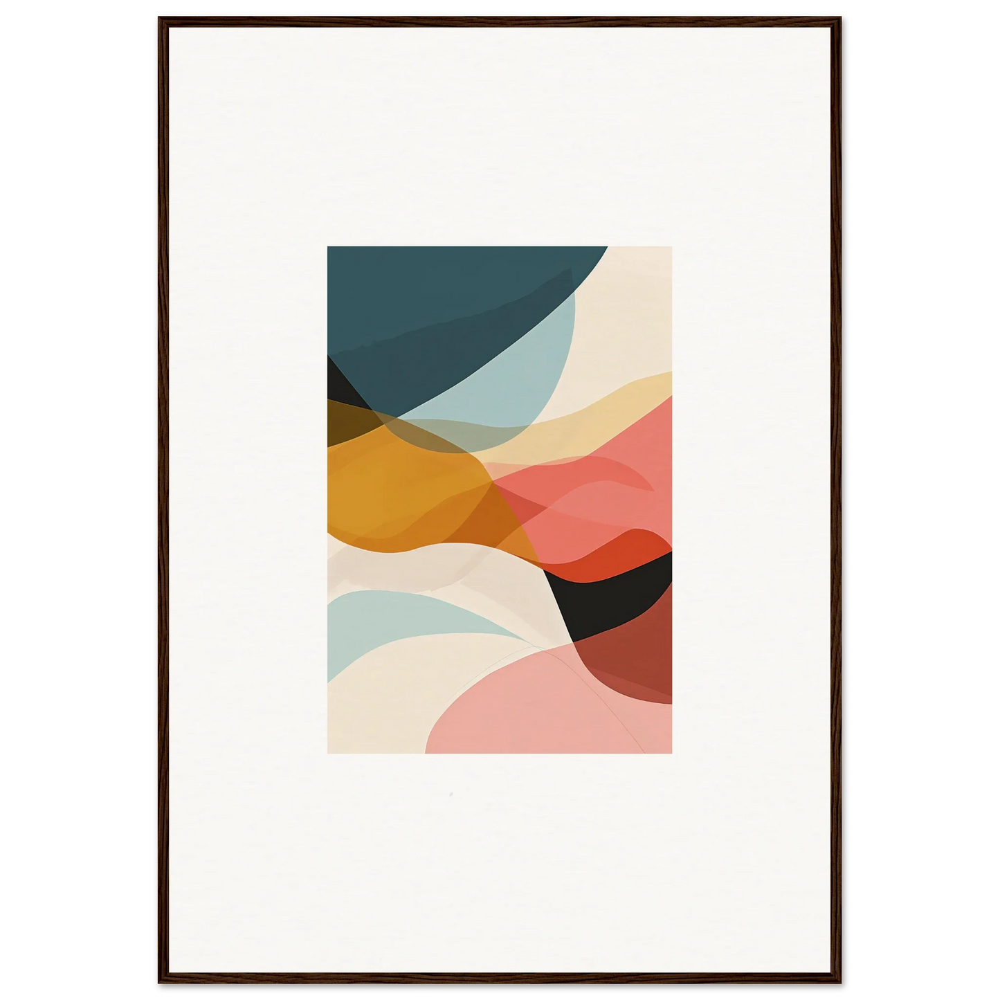 Abstract canvas print with muted curved shapes for stylish room decoration wall art