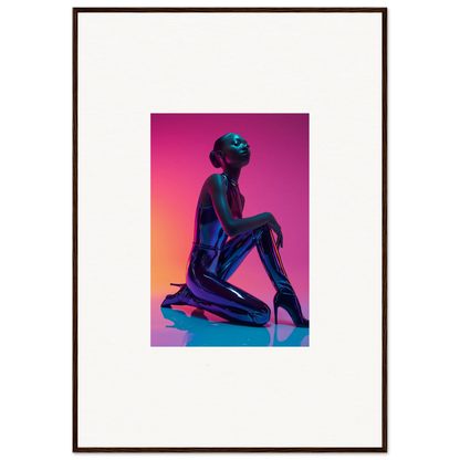 Silhouette of a figure in a shiny outfit, perfect for Neon Vortex room decoration canvas print