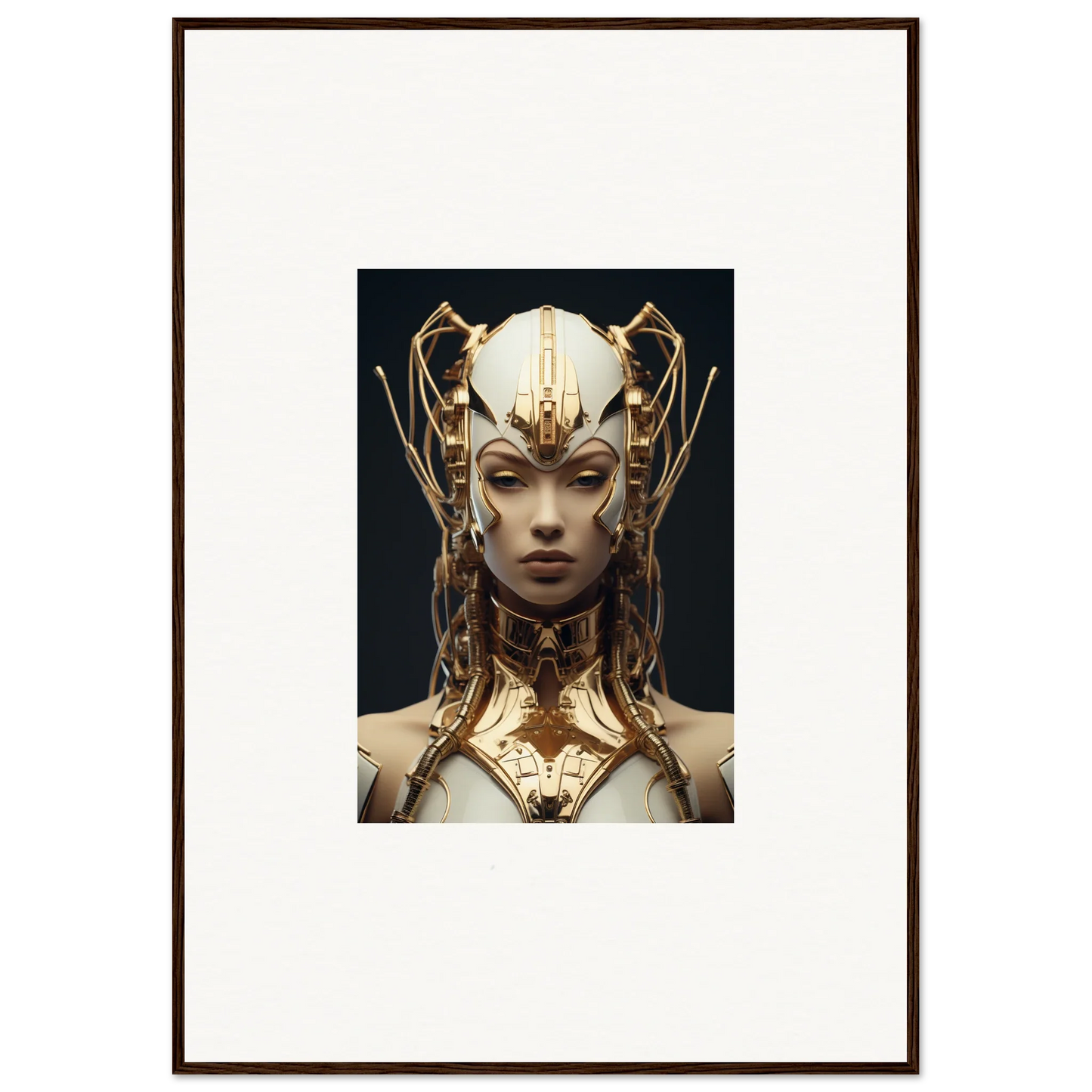 Ornate golden headdress with intricate metalwork for Future Echoes Muse canvas print